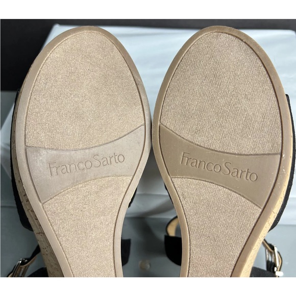 Franco Sarto Carissa Perforated Cork Wedge Sandals Black Size 11M Barely worn! - Picture 11 of 12